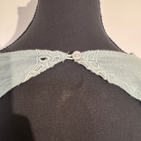 Free People Seafoam Green Embroidered Boho Tunic Dress Open Back Size SP - Picture 9 of 11